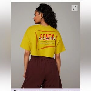 Savage Fenty Essential Heavy Jersey Back Page Cropped Tee Size Large
